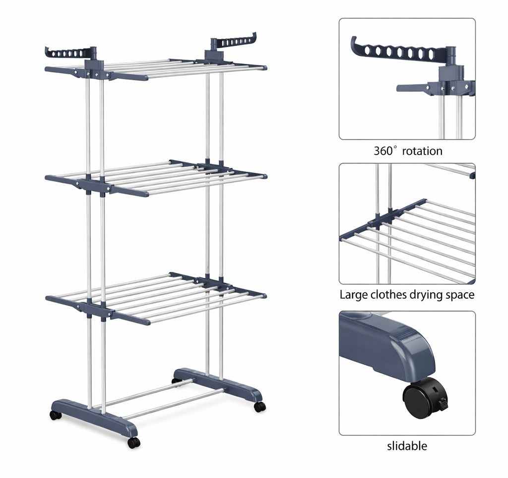 4 Tier Extra Large Clothes Airer Indoor Foldable Outdoor Laundry Dryer Rack Line Hangable Hanger Racks
