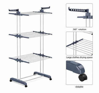 4 Tier Extra Large Clothes Airer Indoor Foldable Outdoor Laundry Dryer Rack Line Hangable Hanger Racks