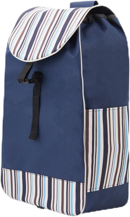 Shopping Trolley Replacement Bag Blue – Foldable Lightweight Bag with Sturdy Handles & Side Pockets for Grocery Shopping, Supermarket, Travel & Errands, 33x20x57cm (Bag Only)