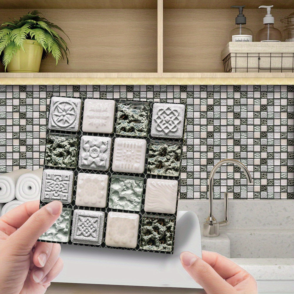 60pcs 10cm Stickers Film Creative Stickers Simulation Decoration DIY Wall Stickers Floor Plane Stickers Kitchen Bathroom Decor Wall Decal (Single Sticker Size 10cm*10cm)