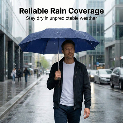 Compact Folding Umbrella 3 Pack – Windproof Auto Open Close Travel Umbrellas in Black, Navy & Berry Red, Lightweight Waterproof Portable Brolly Set for Commuting, Travel & Gifting