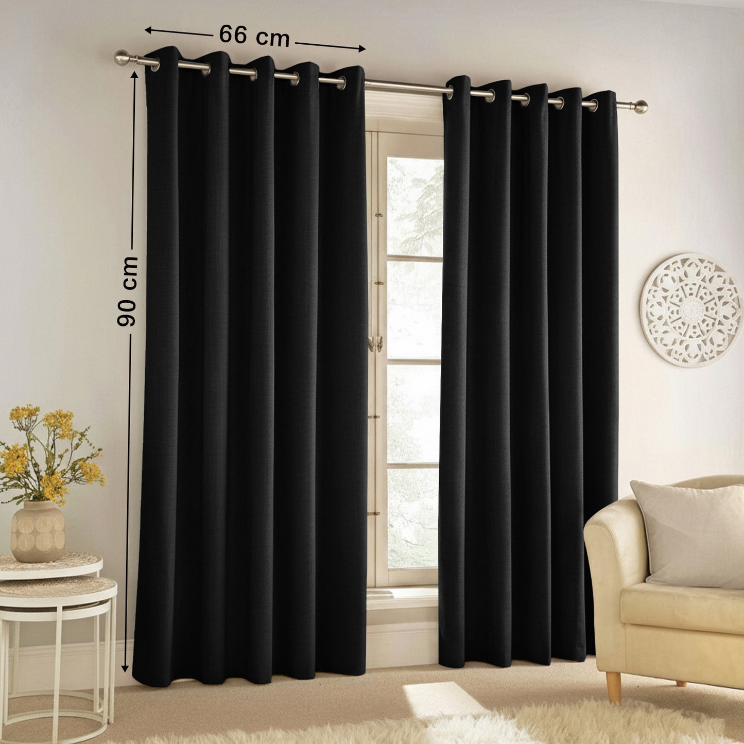 2pcs Full Blackout Eyelet Curtains – Thermal Insulated & Soundproof Drapes, Energy-Saving, Noise Reducing, perfect for Bedroom, Living Room & Home Decoration, Includes Matching Ties