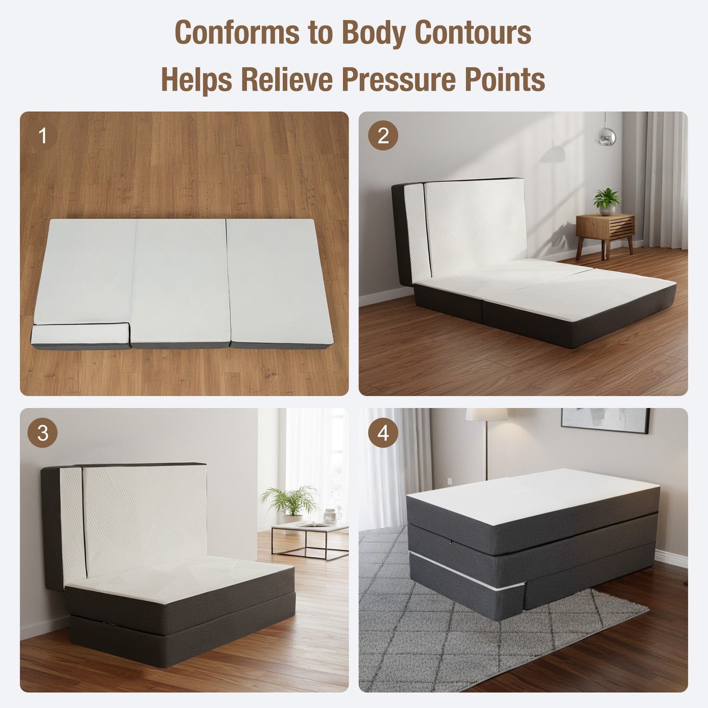 Folding Mattress Single 15cm Tri-Fold Foam Mattress with Removable Washable Cover, Foldable Floor Mattress for Travel, Camping, Guest Bed, Small Spaces