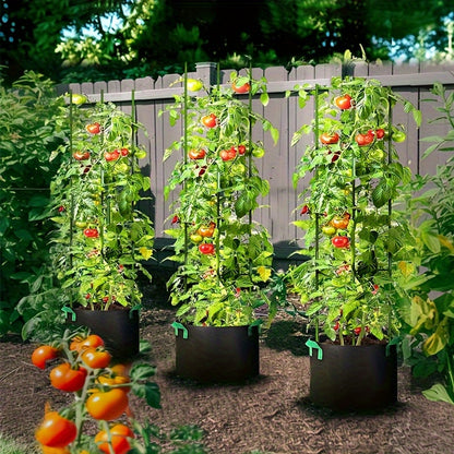 [For Indoor/Outdoor] 3pcs Large Capacity Box-Style Tomato Planting Bags, Designed in a Gardening Style, Heavy-Duty Non-Woven Fabric Plant Pots of 18.93 L, Equipped with Handles, Suitable for Indoor And Outdoor Use