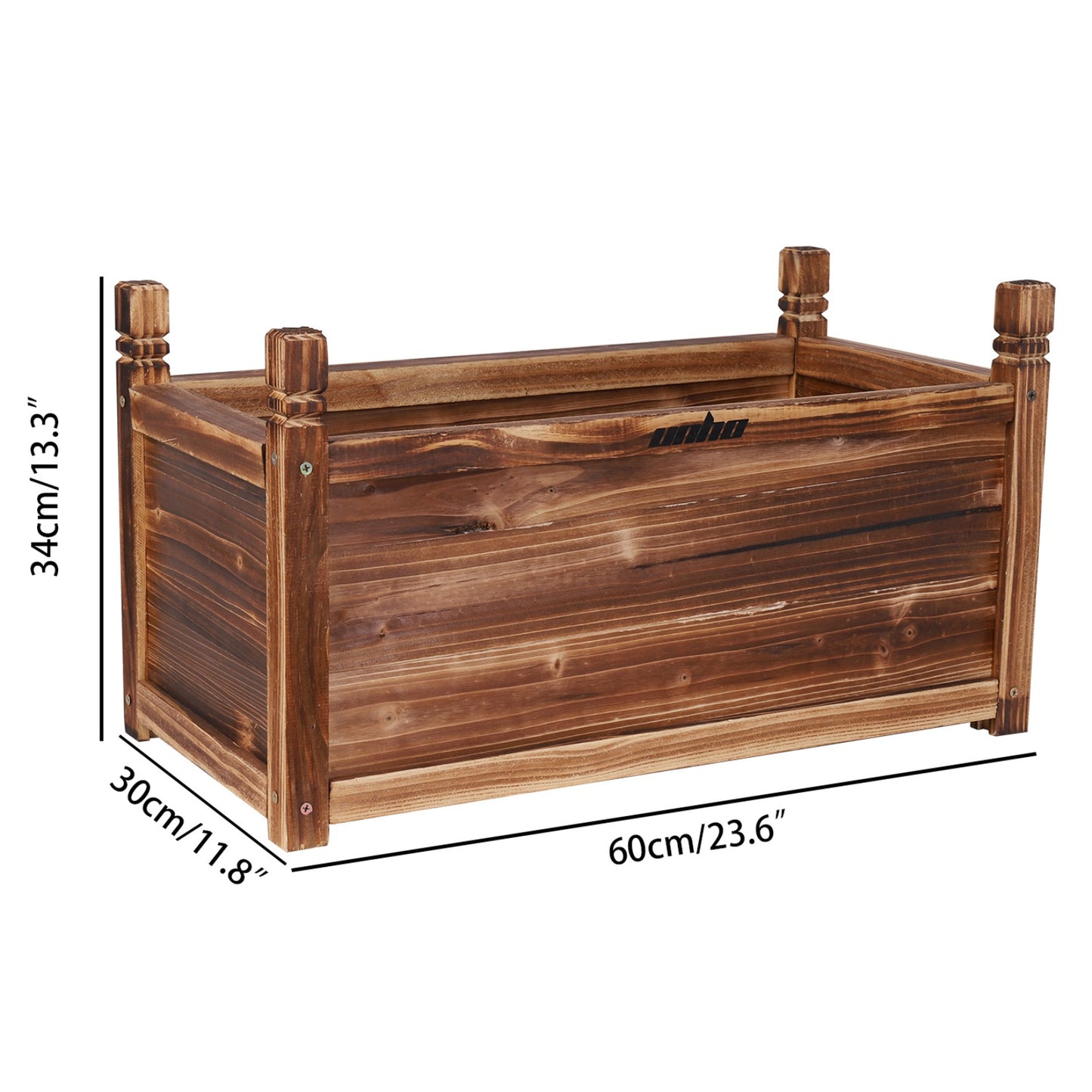 30cm/60cm/90cmL Wooden Rectangular Planter Box Raised Garden Yard Patio Flower Vegetable Planter Bed Indoors Outdoors