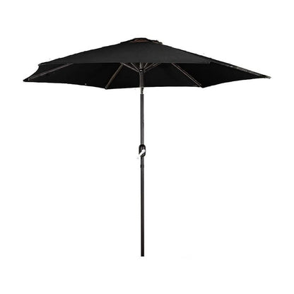 Groundlevel Garden Parasol Umbrella Sunshade Polyester Canopy Iron Frame With Crank Handle