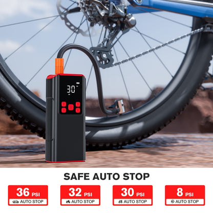 5000Mah Portable Air Compressor with Pressure Gauge, 150PSI Compact Wireless Air Compressor for Car Tires, Motorcycles, Bikes, Balls -Rechargeable, 3 Modes of LED Emergency, Digital Display, Fast Inflation, 4+N Inflation Mode, One-Click Operation