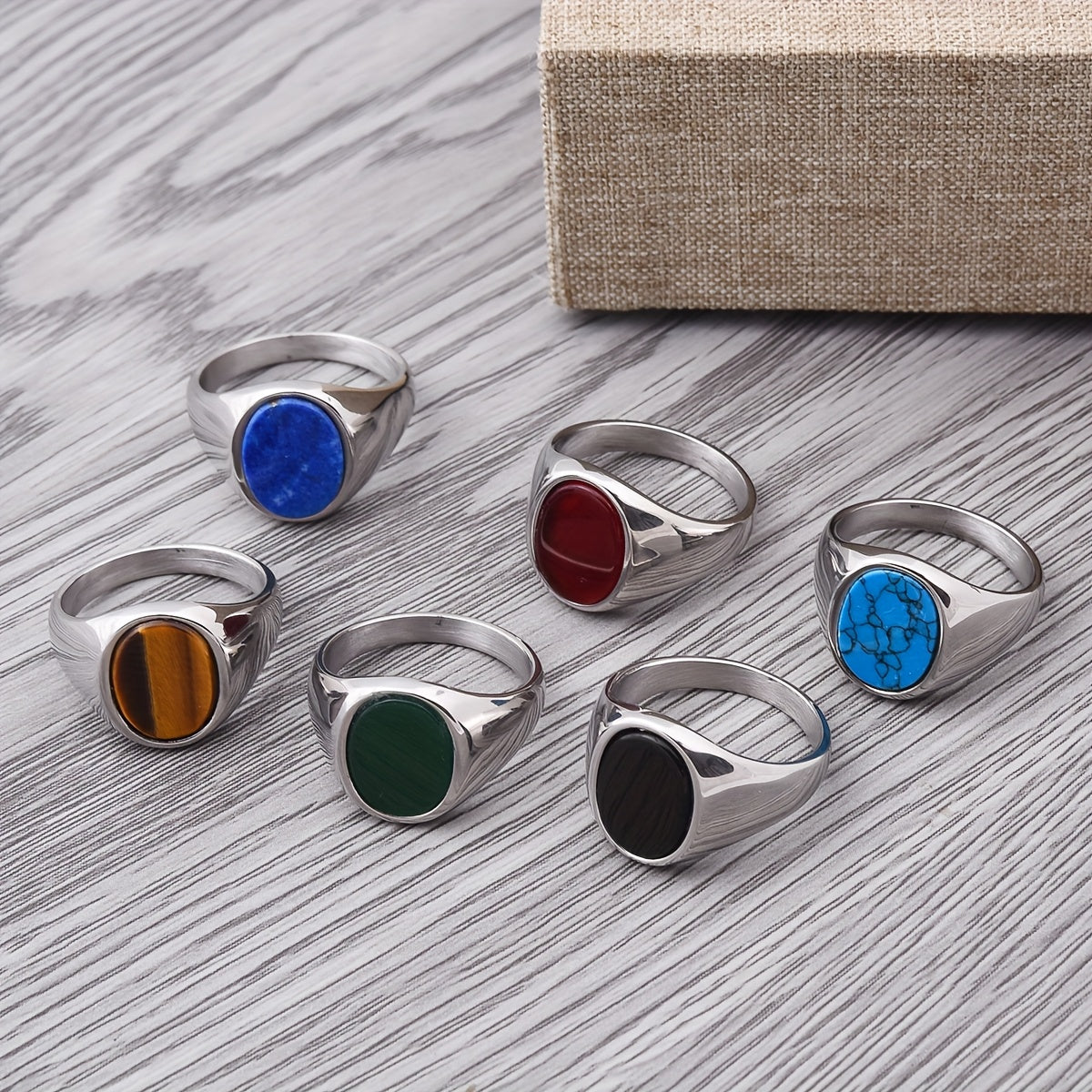 Natural lapis lazuli tiger's eye Minimalism Men's 316LStainless 316L Stainless Steel ring, Fashion Men's 316LStainless 316L Stainless Steel Rings Party Trend Jewelry, Valentine's Day Gift, Father's Day gift, Halloween
