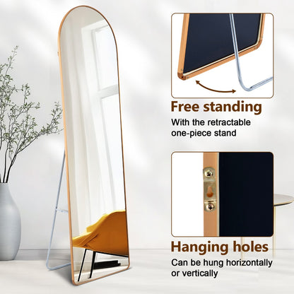 Full-Length Arched Mirror 150x40 cm / 160x50 cm – Large Standing Floor Mirror with Sleek Aluminum Frame – Modern Full Body Mirror for Bedroom or Hallway