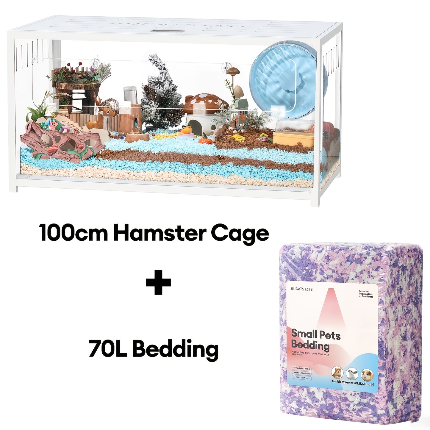 Large Metal Hamster Cage 65/80/100cm – Deep Burrow Stackable Small Animal Habitat for Dwarf & Syrian Hamsters, Guinea Pigs, Gerbils & Reptiles