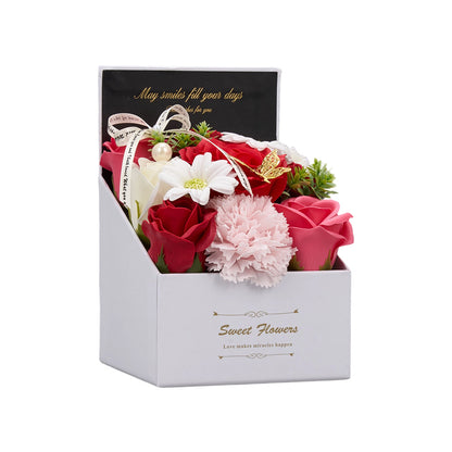 Flower Flower Soap in Gift Box Decorative Soap Artificial Flower Bath Soap for Birthday Valentine'S Day Her Girls Lover Partial soap floral decoration