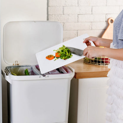 38L Rolling Dual Compartment Waste Bin with Casters – Wet & Dry Separation Rubbish Bin for Office & Living Room, Sturdy Plastic, 42x28x73cm