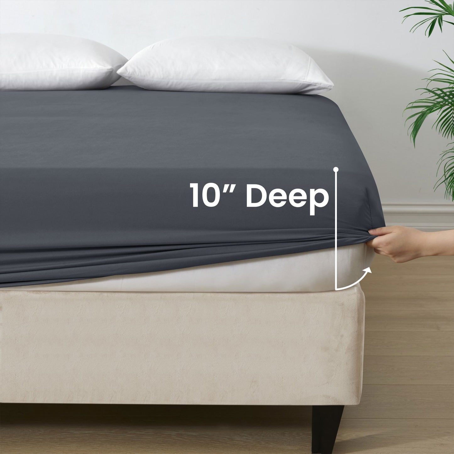 3pcs 40cm Extra Deep Fitted Sheet – Solid Color Soft & Comfortable Bed Sheet with 2pcs Matching Pillowcases, Breathable Fabric Soft Brushed Microfiber Bedding, Machine Washable for Home Bedroom, Hotel