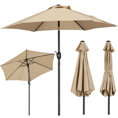 Costoffs Patio Umbrella Outdoor, 2.3m Market Umbrella Parasol Umbrella with Crank/Tilt/6 Ribs, Garden Table Umbrella for Patio, Deck, Backyard, Pool & Beach