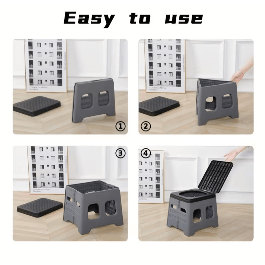 Portable Folding Emergency Toilet with Lid - Ideal for Camping, Hiking & Car Travel | Durable Material, Portable Toilet for Camping
