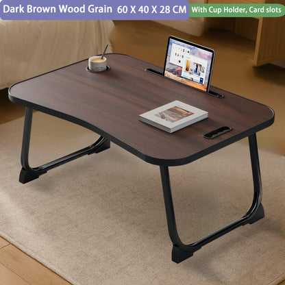 Laptop Bed Table, Notebook Table Dorm Desk, Lap Desk, Laptop Stand Table Dorm Desk with Foldable Legs And Cup Slot, Laptop Tray for Bed, for Eating Breakfast, Work, Reading, Watching Movie on Bed/Sofa