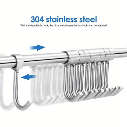 Utensil Rack Stainless Steel Wall Mounted Utensil Hooks with 12 Removable Hooks Kitchen Utensils Holder Utensil Hanging Rack Rail 52Cm (15.6")