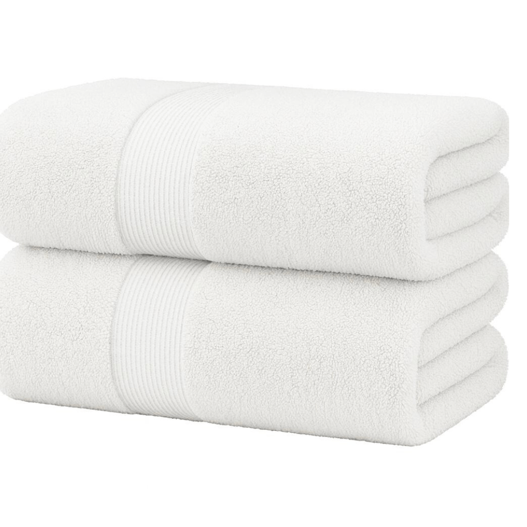Pack of 2 Cotton Bath Sheets (75×145 cm), Soft, Absorbent & Machine Washable, Ideal for Bathroom, Gym or Daily Use