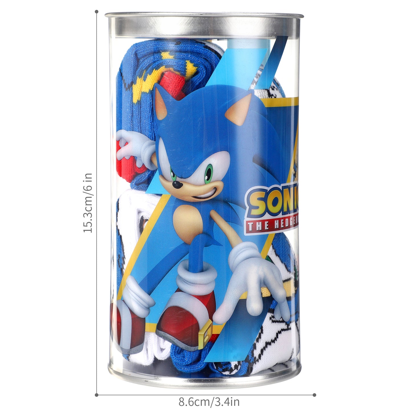 Sonic the Hedgehog 4 Pair Ankle Cotton Socks for Kids - Ideal Kids Children Gift - Packed in Round Money Piggy Bank Plastic Cylinder