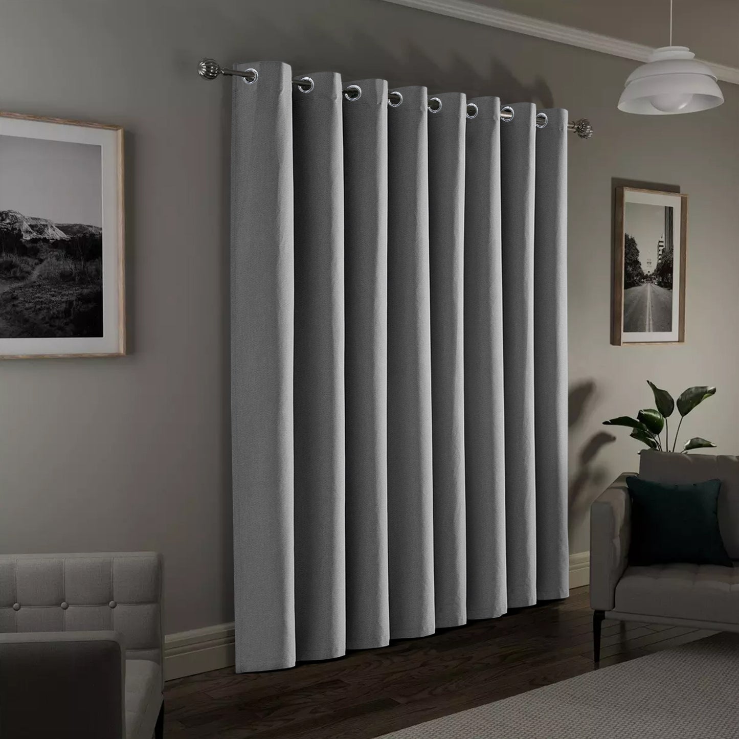 2pcs Linen Textured Blackout Curtains – Linen-Look Coated Thick Fabric Grommet Top Drapes for Bedroom & Living Room, Noise Reducing Energy Saving Window Panels for Home Decor 135GSM