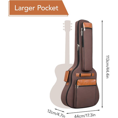 With Adjustable Strap 5 Pockets Of Guitar Bag Padded Gig Bag 12mm Thick for 40-42 Inch Acoustic Guitars