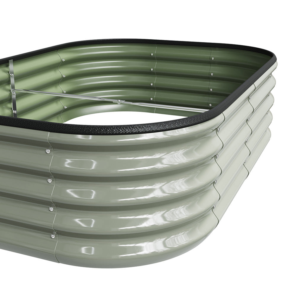 Galvanized Planter Garden Boxes Outdoor, Oval Large Metal Galvanized Raised Garden Bed for Vegetables, 2 Sizes 2 Colours Available
