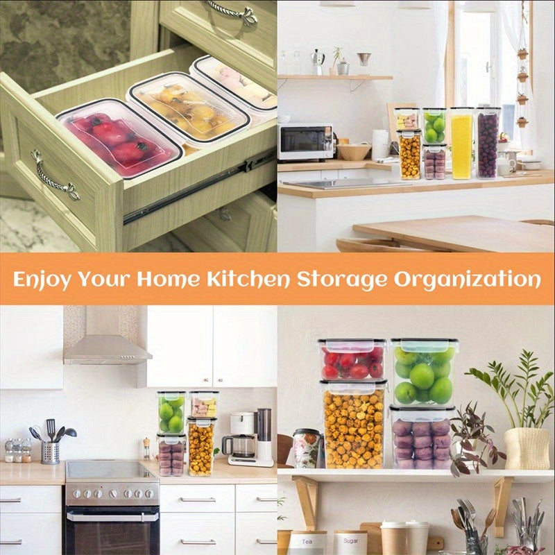 48/46/12/60/84pcs Air-tight Crisper with Lid, Label And Marker, Plastic Kitchen Pantry Storage Container for Sugar, Flour And Baking Supplies, Kitchen Supplies, to Keep Food Fresh And Organized, (24/23/6/30/42Jars +24/23/6/30/42LIDS), Packaging Box