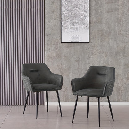 Modern Nordic Faux Suede Dining Chairs - Diamond Tufted Design with Sturdy Metal Legs, Comfortable Seating for Living Room, Study Or Office - Durable & Stylish Home Essential