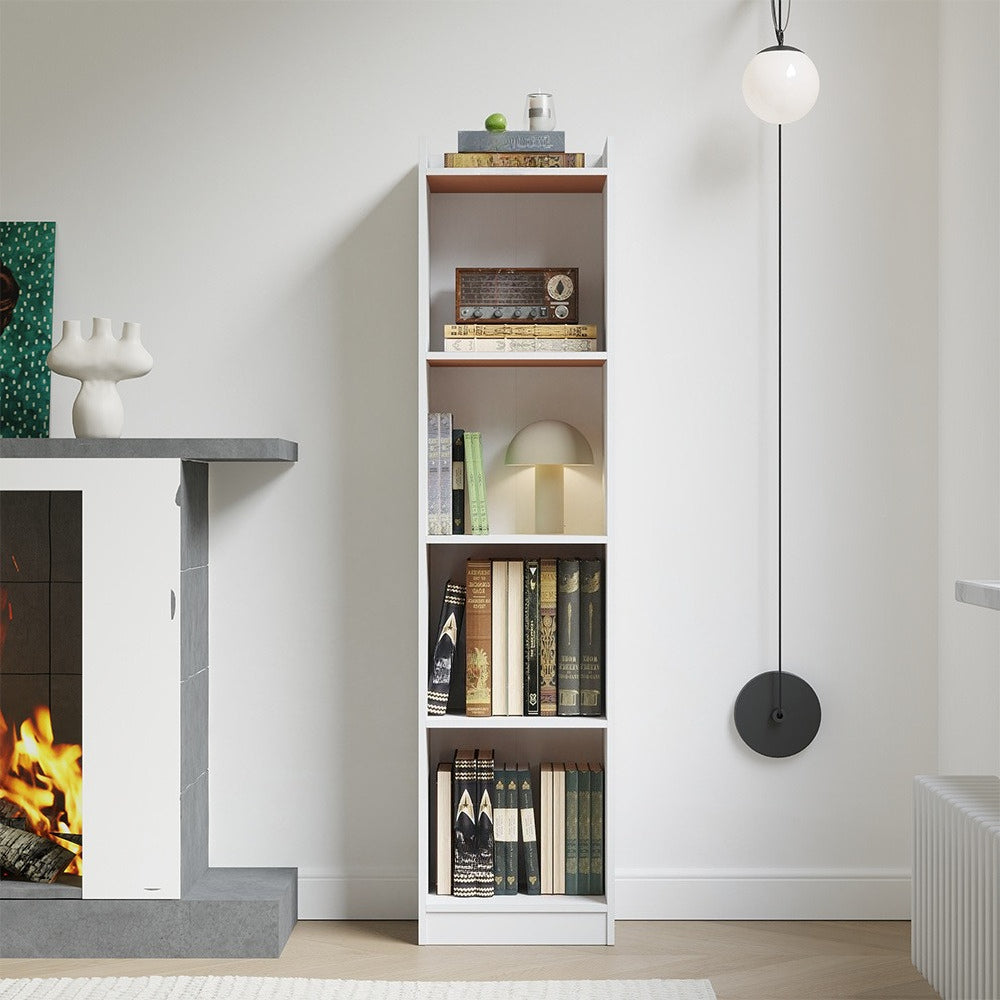 2/3/4 Layers Tall Storage Unit Small Bookcase Wooden Storage Cabinets Book Shelf, Modern White Wooden Bookcase – Tall & Skinny Bookshelf Cube Shelves Storage Unit for Living Room, Bedroom, Hallway, Office, Entrance