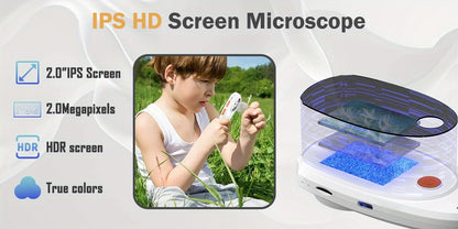 500X Magnification Handheld Digital Microscope, 2-Inch IPS Screen, 8 Adjustable 3-Level LED Lights, Suitable for Electronic Maintenance/Biological Observation, Compatible with Windows And Mac OS Computers
