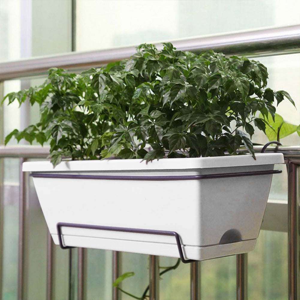 5pcs Balcony Vegetable Basin, Long Strip Horon Basin, Outdoor Creative Plastic Vegetable Planting Box, Available in White, Gray, Dark Green And Brick Red. Available Sizes: L42.5*W17*H14Cm/L49.5*W19*H*14Cm