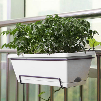 5pcs Balcony Vegetable Basin, Long Strip Horon Basin, Outdoor Creative Plastic Vegetable Planting Box, Available in White, Gray, Dark Green And Brick Red. Available Sizes: L42.5*W17*H14Cm/L49.5*W19*H*14Cm