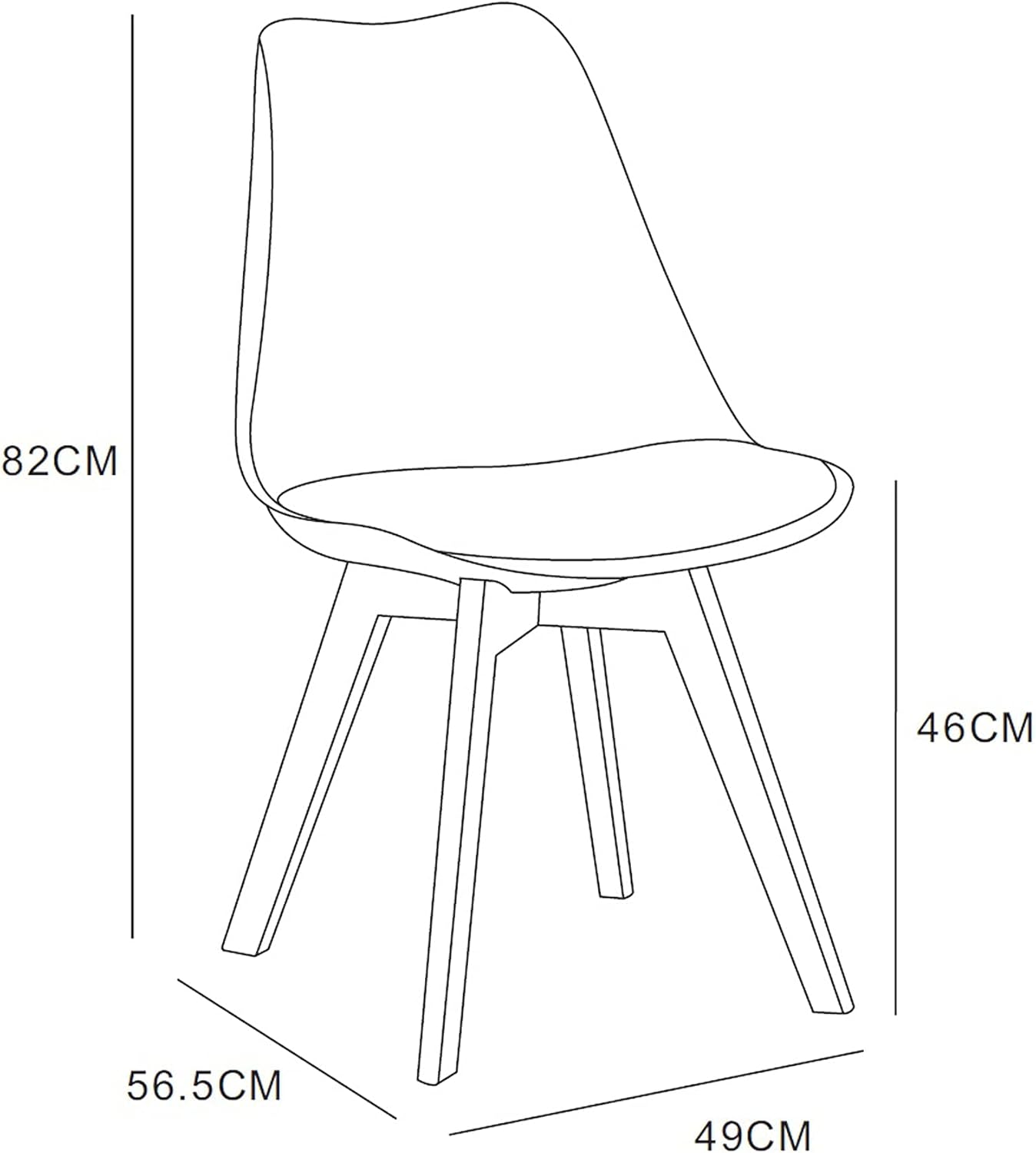 mcc direct 1Pcs Dining Chair Wooden Legs Soft Cushion Pad Stylish DELUXE Retro Lounge Dining Office EVA