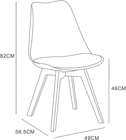 mcc direct 1Pcs Dining Chair Wooden Legs Soft Cushion Pad Stylish DELUXE Retro Lounge Dining Office EVA