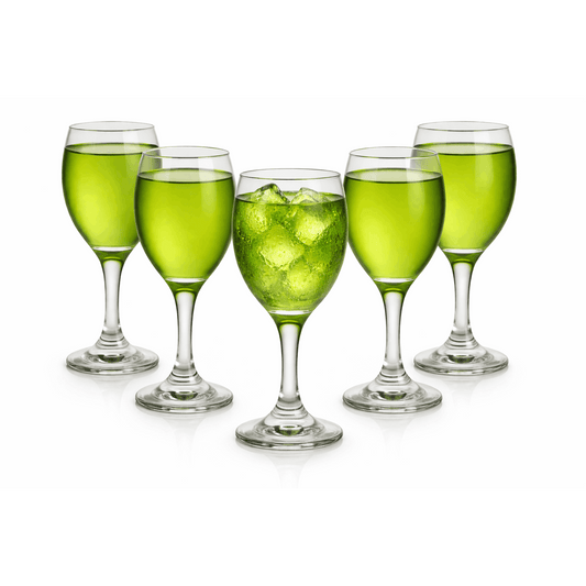 Set of 6 Glass Water Goblets - 10oz Stemmed All-Purpose Wine Glasses | Clear Glass Juice & Soda Chalice Duo | Dishwasher Safe Elegant Glassware for Home Kitchen & Formal Dining