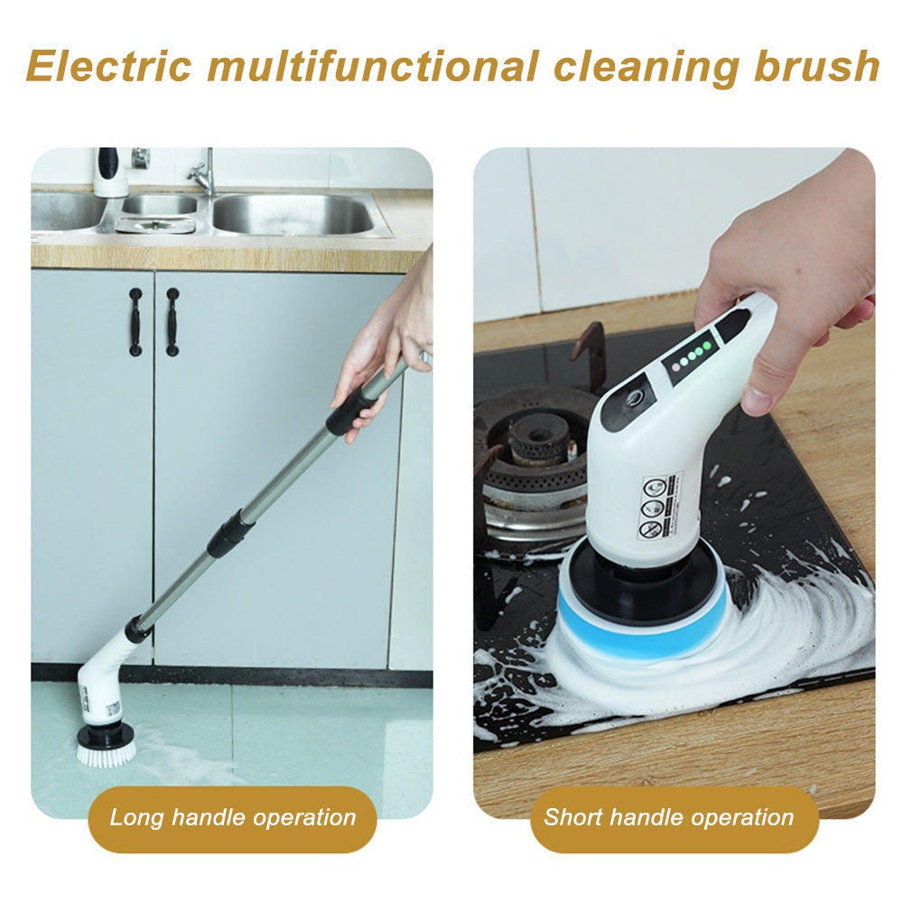 Electric Rotary Cleaner, 2H Power Dual Speed Cleaning Brush, Adjustable Extension Handle with 9 Replaceable Brush Heads, Suitable for Bathroom Bathtub Tile Floor Car