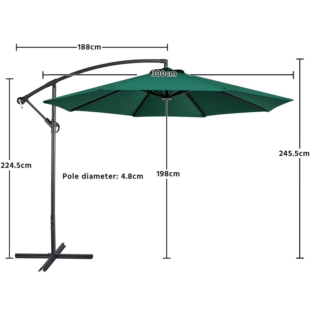 Costoffs Outdoor Umbrella, 3M Patio Offset Umbrella, Outdoor Hanging Umbrella, Banana Parasol Sun Shade Shelter, Market Backyard Umbrella with Crank & Cross Base for Beach/Outdoor/Party/Garden