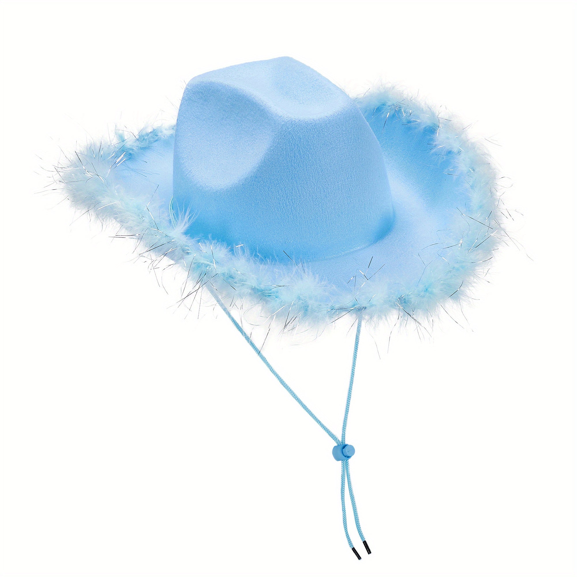 Feather Cowboy Hat with 32cm*42cm*18cm, Women's Eighteen Styles - Blue, 32cm*42cm*18cm option
