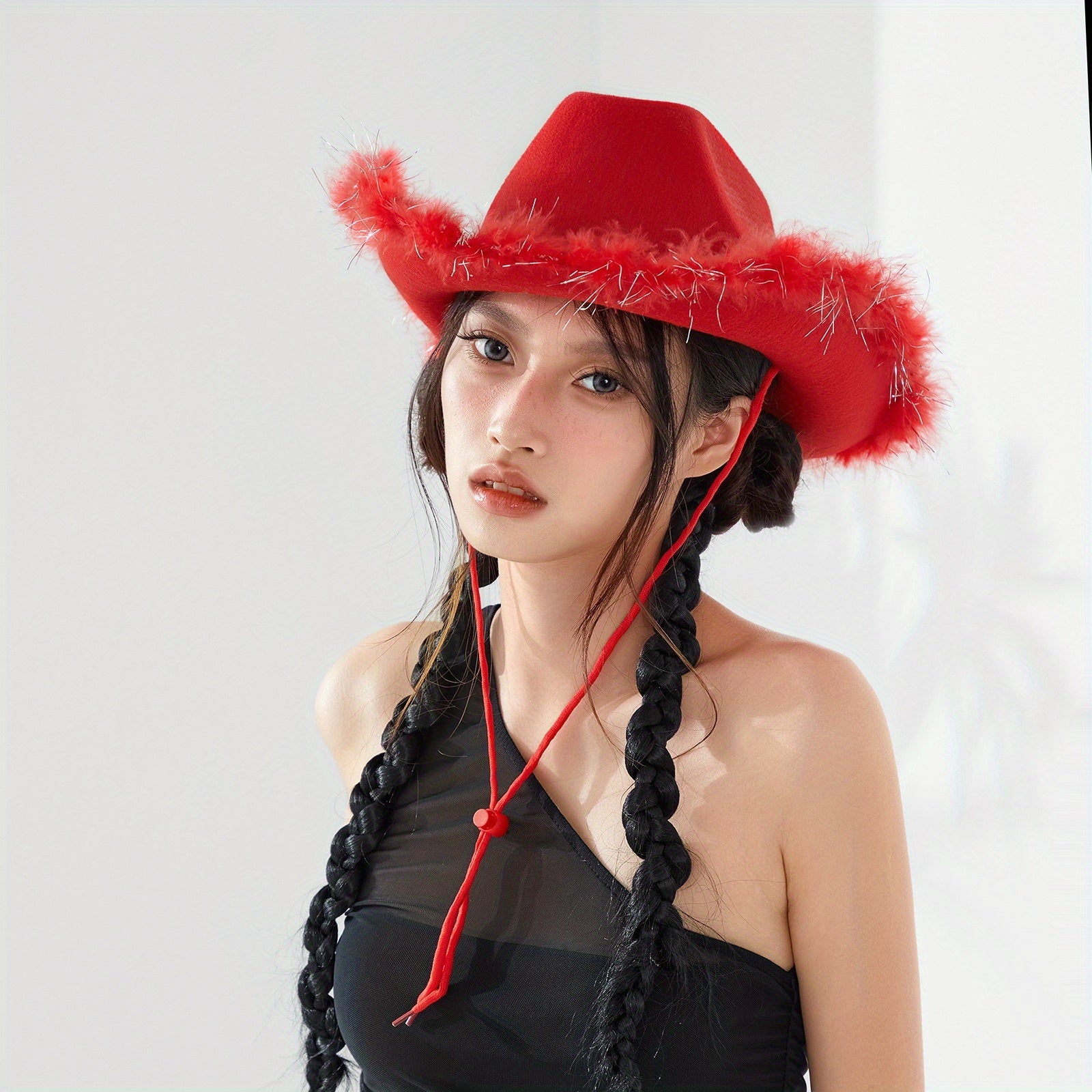 Feather Cowboy Hat with 32cm*42cm*18cm, Women's Eighteen Styles