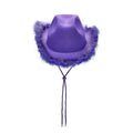 Feather Cowboy Hat with 32cm*42cm*18cm, Women's Eighteen Styles - Purple, 32cm*42cm*18cm option