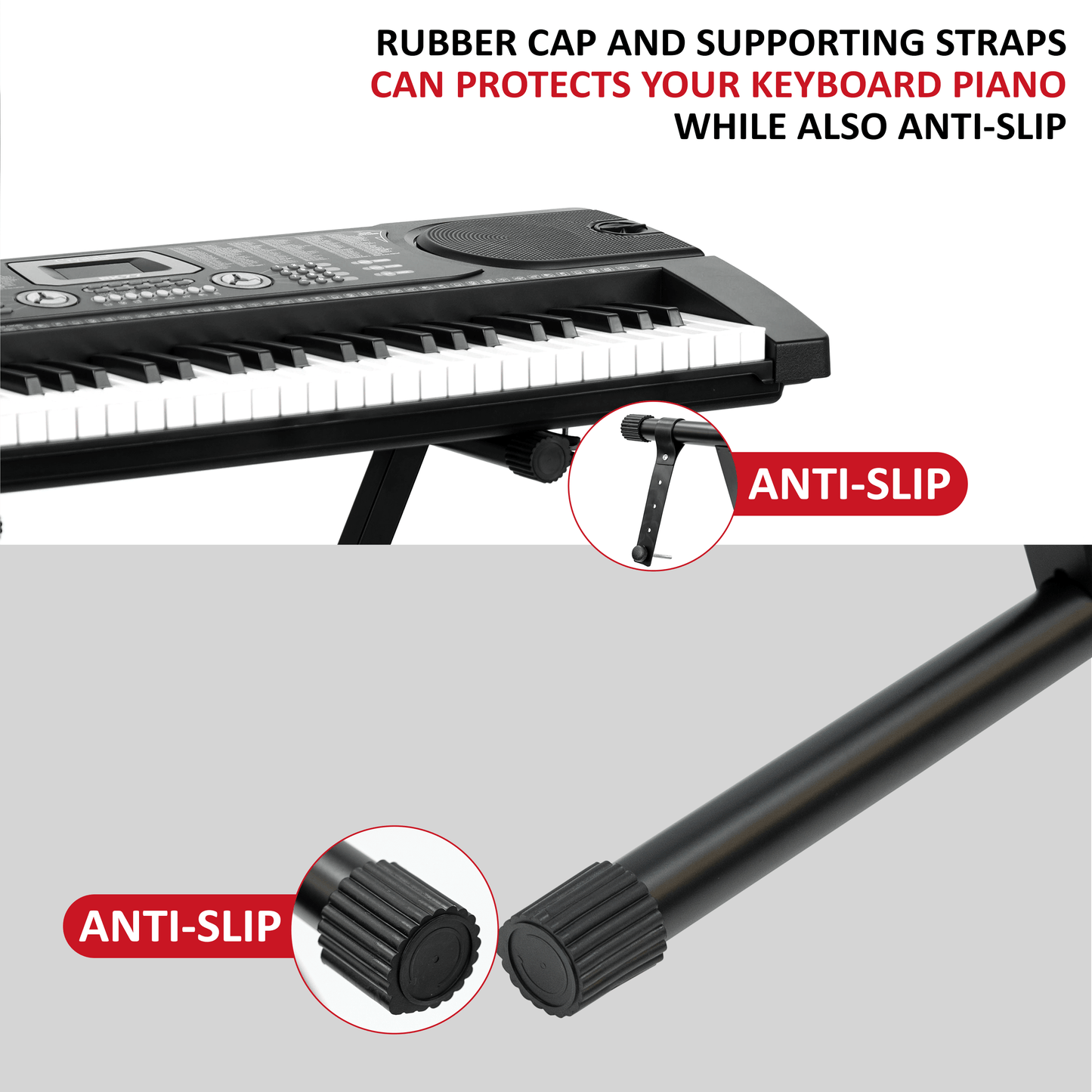 X-Frame Keyboard Stand - Height Adjustable Single/Double Braced for Keyboards, Synthesisers and Digital Pianos - Black