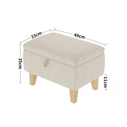 Linen Padded Storage Stool Ottoman Storage Box Footstool Living Room Bedroom Hallway Shoe Stool Footrest