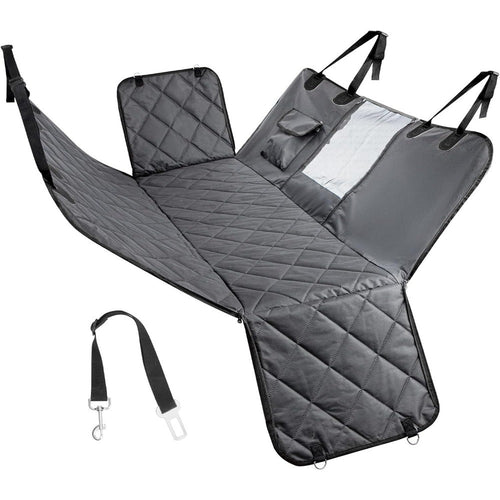 Dog Car Seat Cover Hammock for Back Seat with Mesh Window & Storage Pocket Waterproof Pet Car Bed Protector for Cars SUVs Trucks