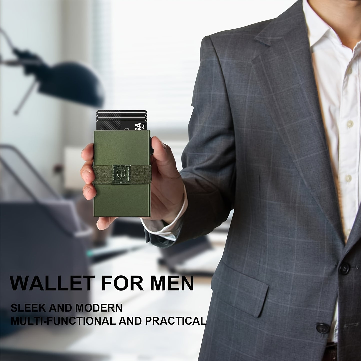 Compact Card Holder Designed for 12 Cards, Featuring RFID Protection And a Metal Construction. This Small Anti-Theft Case Includes a Sliding Ejector Button for Easy Access to Your Bank And Credit Cards, Made from Aluminum