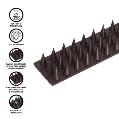 9-Pack Heavy-Duty Bird & Cat Spikes - Outdoor Anti-Climb Fence spikes, Easy Installation No Tools Needed, Weatherproof for Balcony, Patio, Garden, Rooftop - Non-Toxic Animal Deterrent, Patio Security, Durable Strip, Reliable Protection, Pest Control, Prop