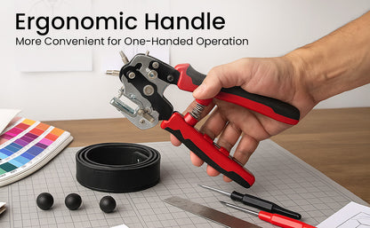 Leather Hole Punch Heavy Duty Rotary Belt Puncher with 6 Size and Ergonomic Non-Slip Handle for DIY, Craft Projects