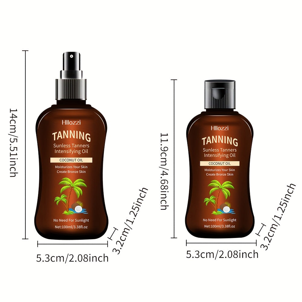 100Ml/3.38Fl.Oz Coconut Tanning Oil Self-Tanner Waterproof Tanner Sunless Tanner Indoor Tanner Sunless Tanner Hydrating Moisturizing Nourishing Spray Bottle And Flip-Top Bottle Easy to Use Convenient to Carry, Oxybenzone Free Coconut Tanning Oil