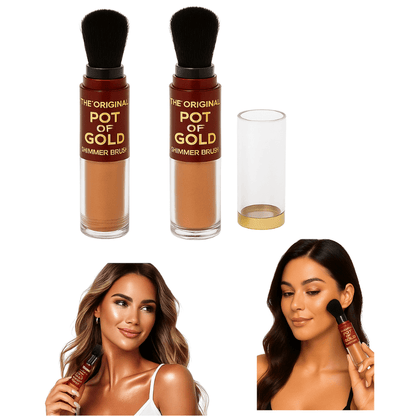 POT OF GOLD Brush With Loose Bronzing Powder Face & Body Makeup UK