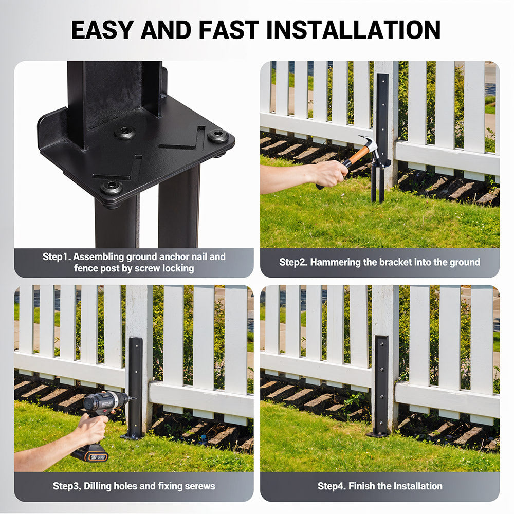 Fence Post Anchor with Metal, Steel Anchors Heavy Duty Ground Spikes - product gallery image 7