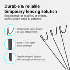 Fencing Pins & Stake with 1.5m, 8mm, 10 Pack, Steel 1.5m Temporary Garden Fence Stakes - product gallery image 2